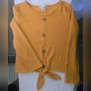 Set/outfit Orange Waffle Knit Button-Up Top And Black Textured Jeggings